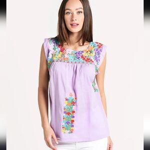 J.Marie Nicole Purple Embroidered Top Size M